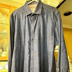 Robert Graham Limited Edition X-Large L/S Rhinestone Winter Dark Blue